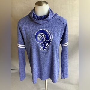 Sm NFL LA Rams dri fit long sleeve cow neck shirt Ram logo with oversized neck
